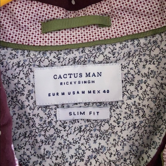 Men’s Maroon, White Polkadot Casual Button Down - Picture 2 of 3